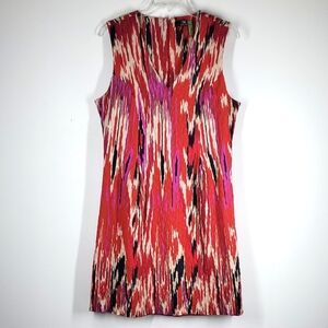 Natori Red and Black Abstract Patterned Midi Dress 12